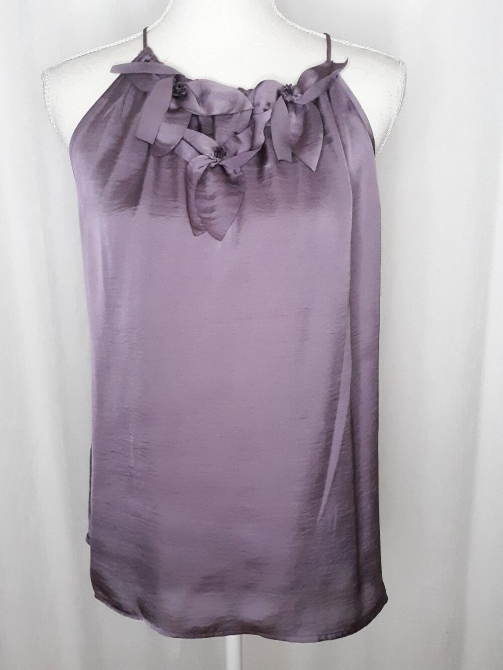 Violet & Claire Purple  Sleeveless Satin Halter-Neck Blouse